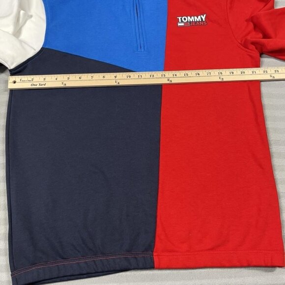 Tommy Hilfiger Sweatshirt Mens Medium Red Blue Colorblock Pullover 1/4 Zip - Picture 7 of 12